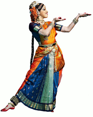 ROYAL BLUE GREEN 38 Inch Pant Length Bharatanatyam Dance Costume | Art –  Classical Dance Jewelry