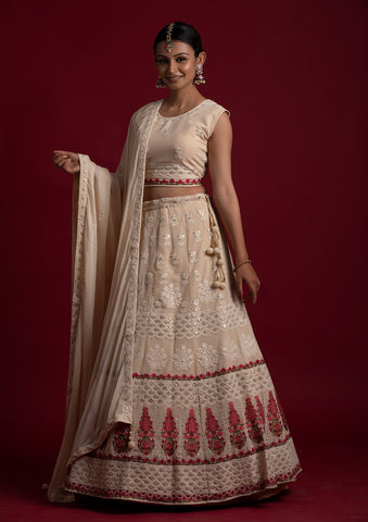 Off White  Georgette Designer Lehenga Choli