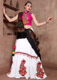 Navratri Special White Black and Pink Designer Lehenga Choli
