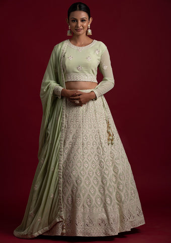 Pistachio Green Georgette Lehenga Choli