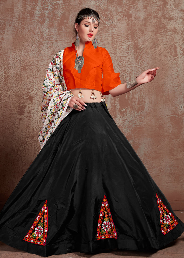 Navratri Special Black and Orange Designer Lehenga Choli