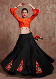 Navratri Special Black and Orange Designer Lehenga Choli