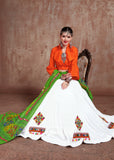 Navratri Special White and Orange Designer Lehenga Choli