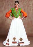 Navratri Special White and Orange Designer Lehenga Choli