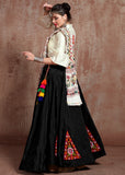 Navratri Special Black and White Taffeta Silk Designer Lehenga Choli