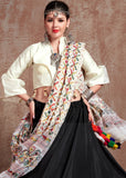 Navratri Special Black and White Taffeta Silk Designer Lehenga Choli