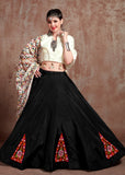 Navratri Special Black and White Taffeta Silk Designer Lehenga Choli
