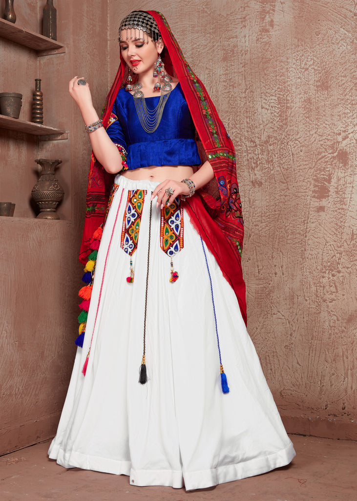 Navratri Special White and Blue Designer Lehenga Choli