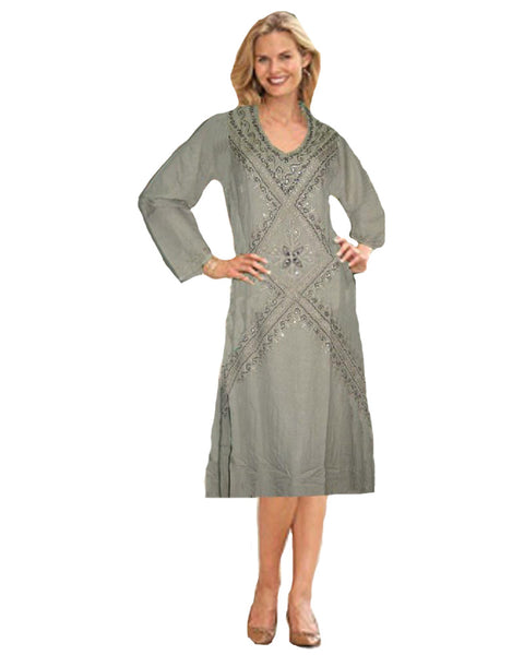 Brown Embroidered Caftan dress