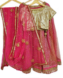 Fantastic Pink & Gold Colored Partywear Embroidered Net Lehenga Choli
