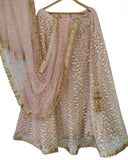Fantastic Light Pink Colored Partywear Embroidered Net Lehenga Choli