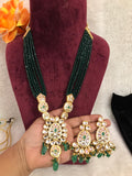 Party Wear Green Jadau Kundan Necklace with Earrings