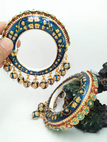 Multicolor Pearl And Meenakari Hand Crafted Jaipuri Kada