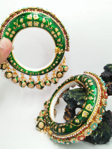 Multicolor Pearl And Meenakari Hand Crafted Jaipuri Kada