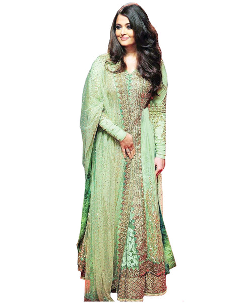 Bollywood Pista Color Aiswarya Heavy Anarkali Gown