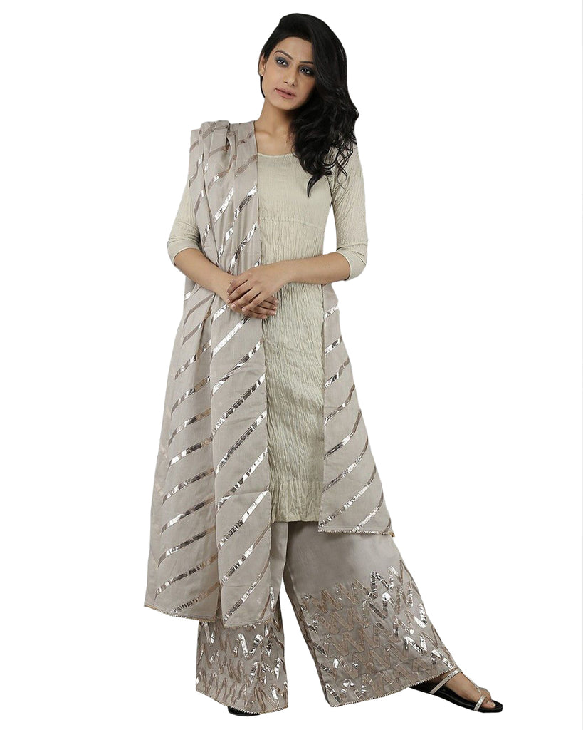 White Color Gota Patti Palazzo Suit – Sulbha Fashions