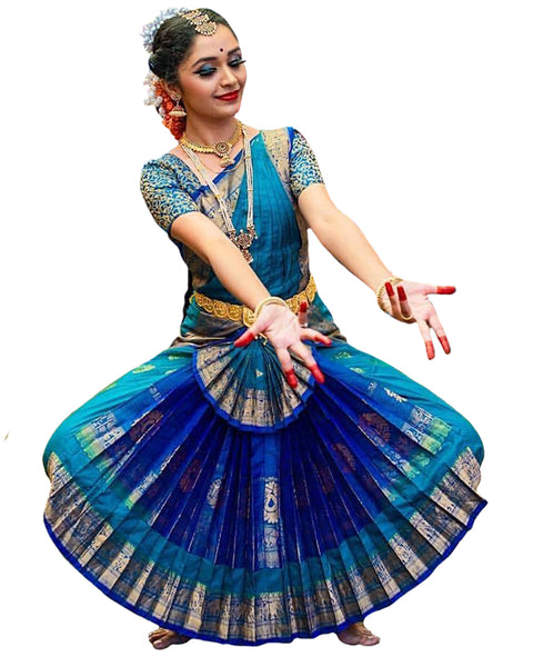 Blue And Royal Blue Dress Andhra Natyam Dance Dress