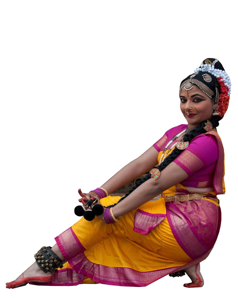 yellow and pink bharatanatyam dress Pink & Yellow Bharatanatyam Silk Dance Dress