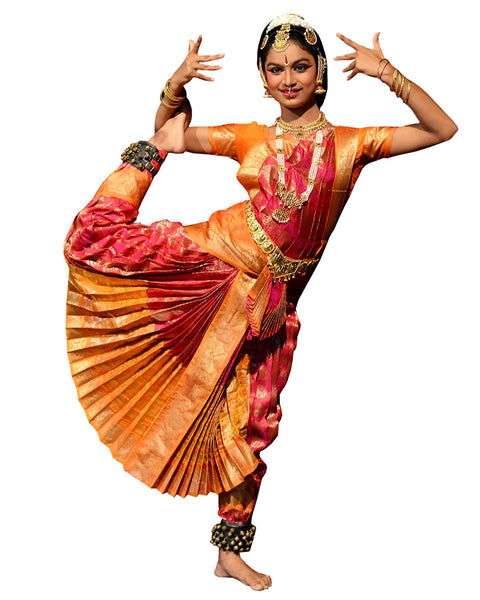 Maroon And Yellow Bhatatnatyam Dance Dress