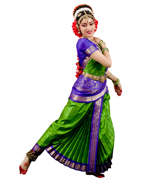 Green And Royal Blue Dress Andhra Natyam Dance Dress