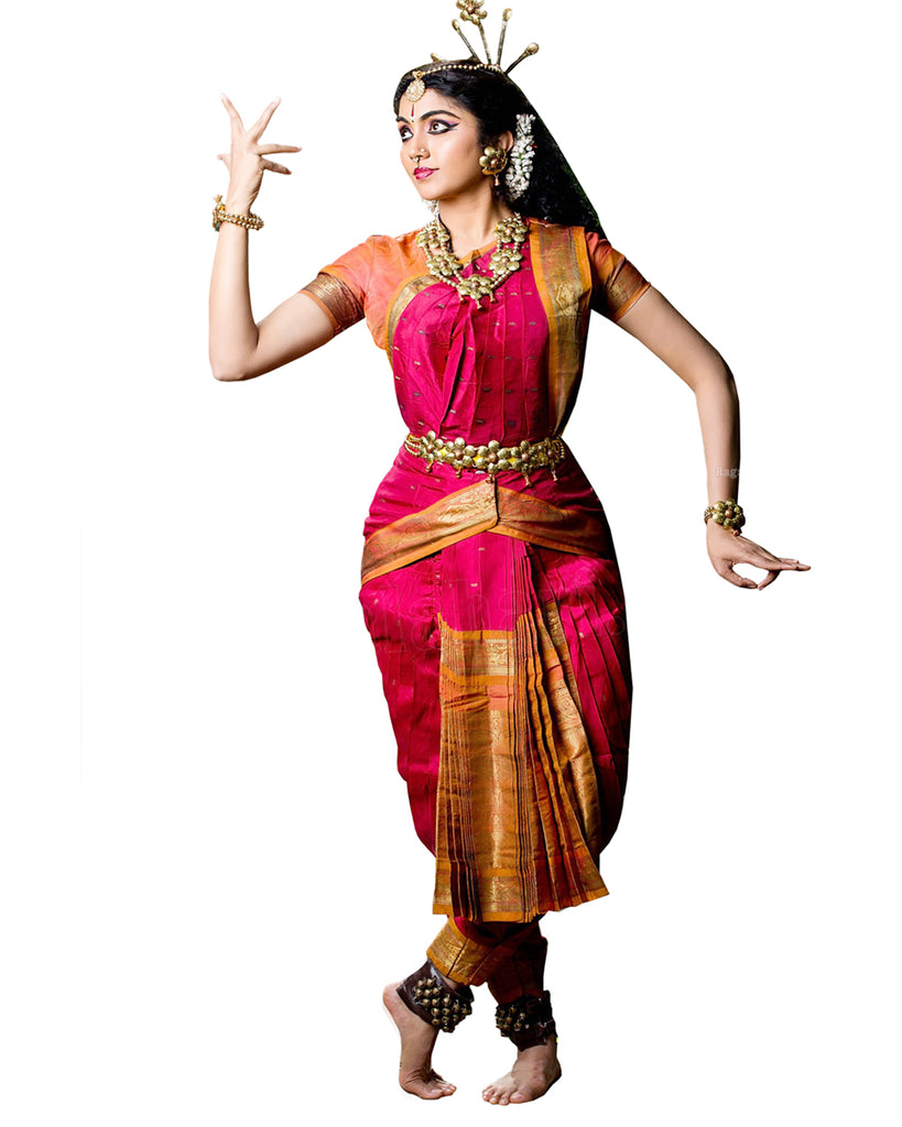 Pink And Gold Classical Dance Bharatanatyam Dress Pink And Gold Classical Dance Bharatanatyam Dress