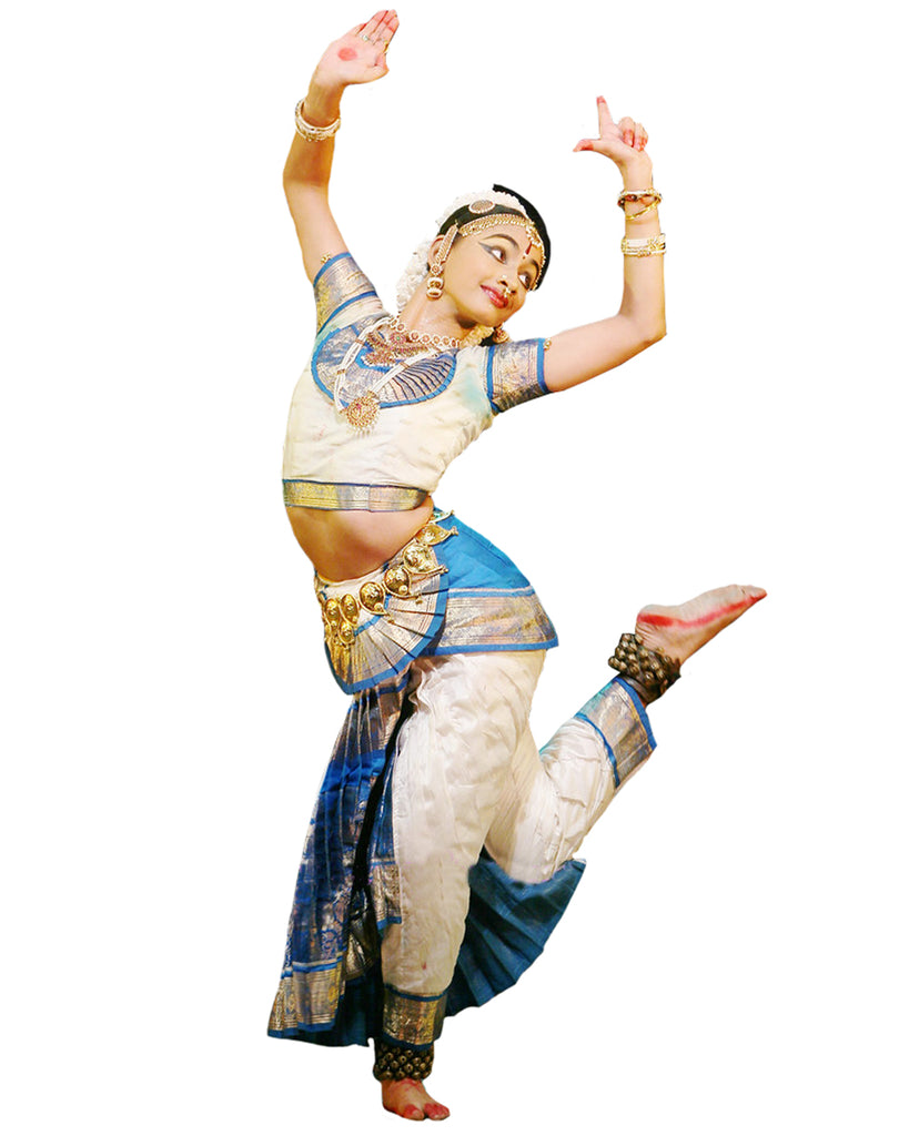 White And Sky Blue Classical Dance Bharatanatyam Dress – Sulbha Fashions