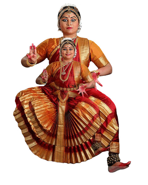 Maroon And Gold Classical Dance Bharatanatyam Dress