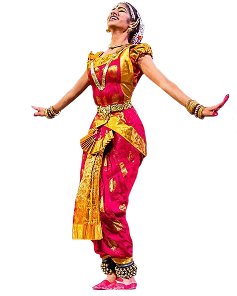 Dard Pink And Gold Classical Dance Bharatanatyam Dress