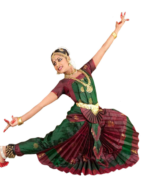 Olive And Magenta Dress Andhra Natyam Dance Dress