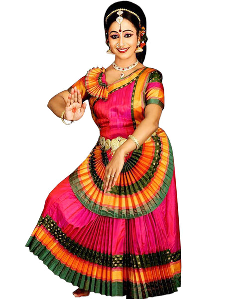 Pink And Multi Classical Dance Dress