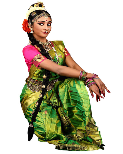 Shade Green And Pink Classical Dance Dress
