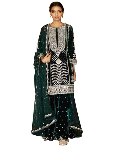 Designer Olive Color velvet Pakistani Suit