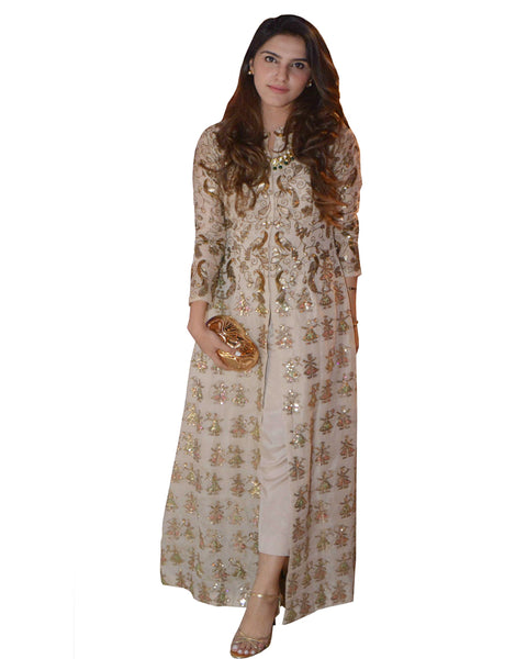 Designer Cream Color Soft Silk Pakistani Suit