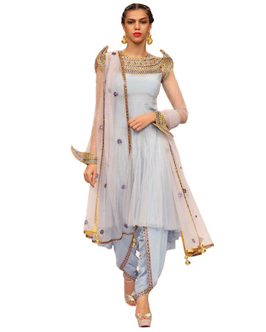 Designer Sky Blue Color Soft Net,georgette Pakistani Suit