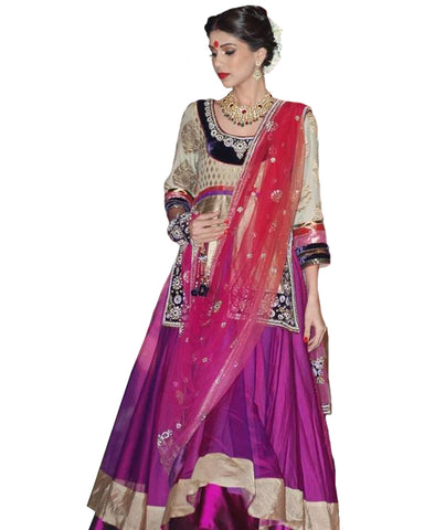 Purple Color Bollywood Silk lehenga