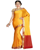Yellow Color Mysore Crepe Silk Saree