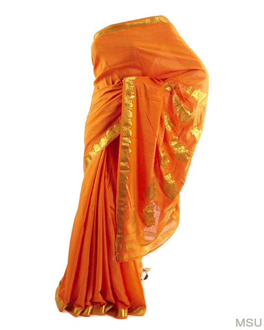 Pretty Mysore Crepe Pure Silk Soft Orange