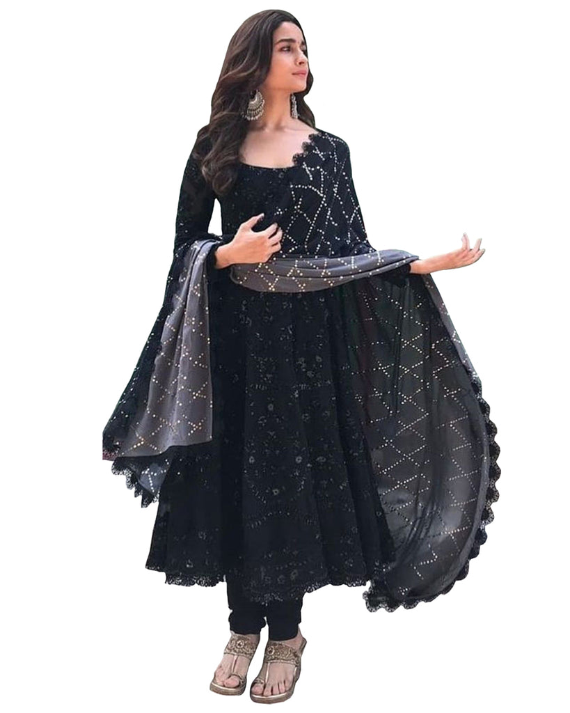Alia Bhatt Black Color A-line Dress – Sulbha Fashions