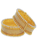 Pretty Gold Plated Pearl Bangles Set For Women