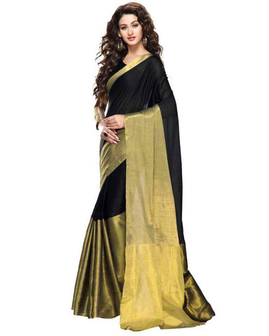 Black Color chanderi Silk saree