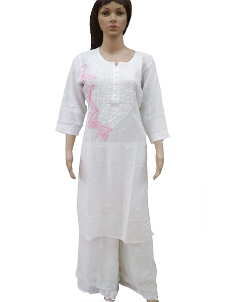 White Color Chikankari Pure Georgette Palazzo Suit