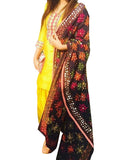 Beatuiful Yellow Color Silk Suit With Heavy Phulkari Dupatta