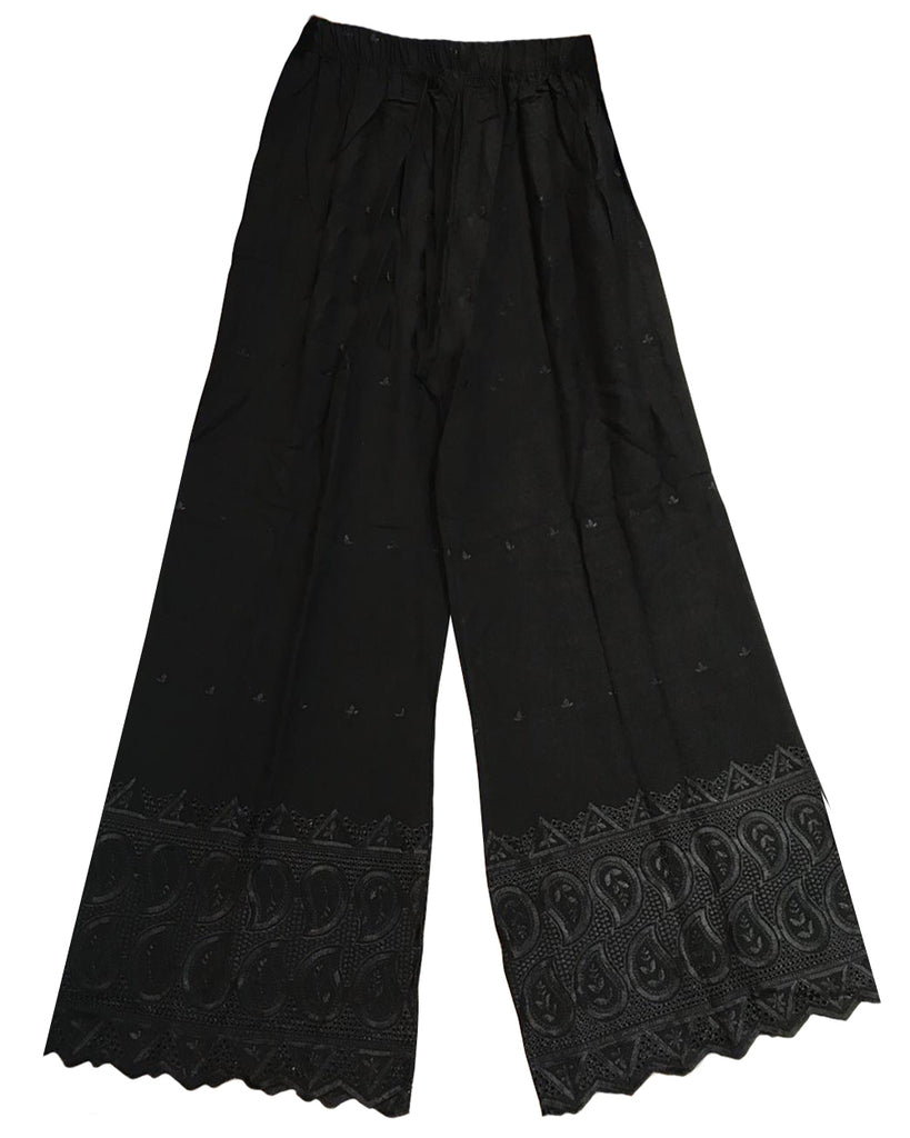 Rayon Chikan Embroidery Palazzo Pants by Hemaa Indian Collection – HEMAA  Since 1983