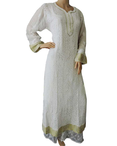 White Color Chikankari With Lace Work And Pure Georgette Fabric Suit