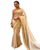 Deepika Padukone White Color Net Saree