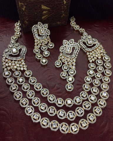 Copper Finished Crystal Stone Choker Set