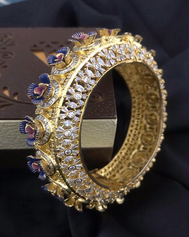 Rose Design Gold Crystal Stones Bracelet