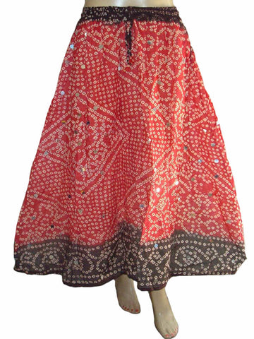 Red Bandhej Skirt
