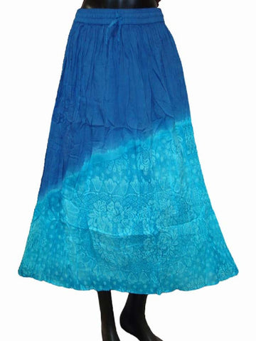 Ethnic Cotton Cambric Blue Tie Dye Skirt