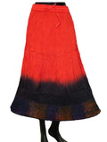 Ethnic Cotton Cambric Red Tie Dye Skirt